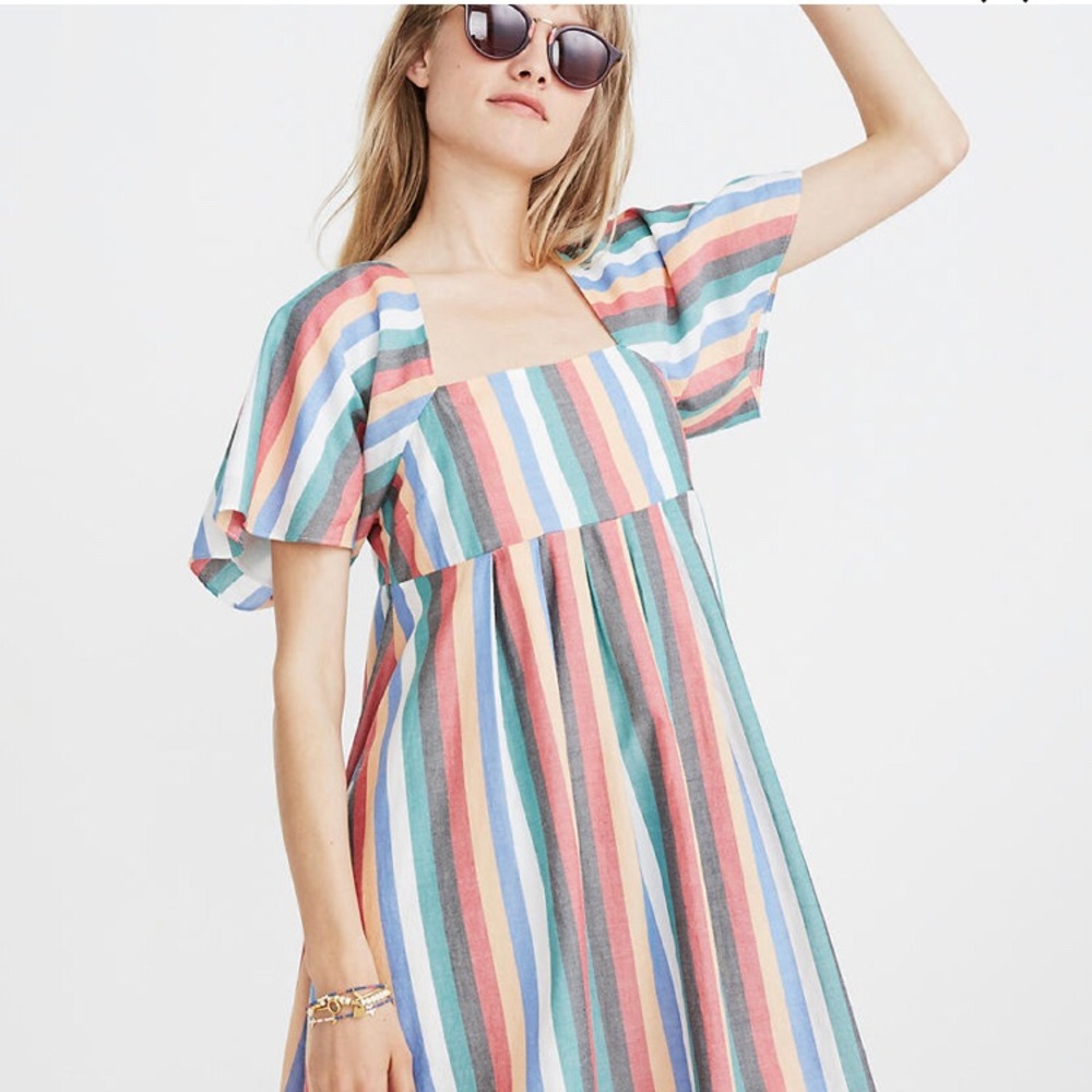 Madewell Square Neck dress in festival stripe